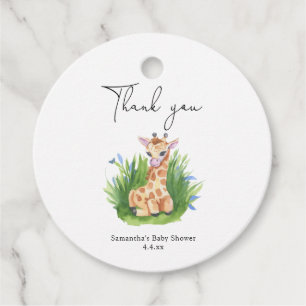 Étiquettes Cadeau Girafe - Baby shower merci