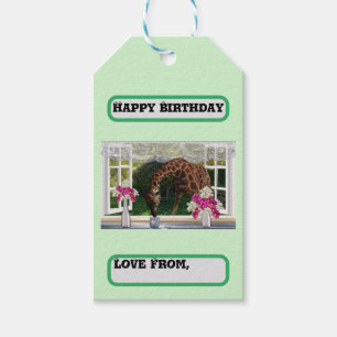 Étiquettes-cadeau Giraffe Dans Ma Fenêtre, Anniversaire