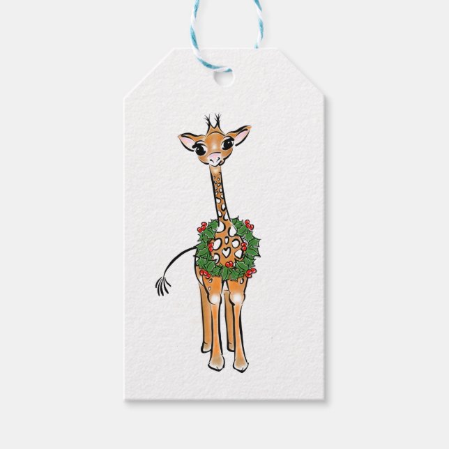 Étiquettes-cadeau Giraffe de vacances (Devant)