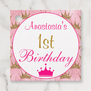 Étiquettes Cadeau Girl Princess Hot rose Gold Parties scintillant 1e