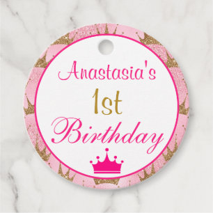 Étiquettes Cadeau Girl Princess Hot rose Gold Parties scintillant 1e