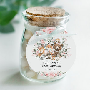 Étiquettes Cadeau Girl Woodland Animaux Floral Greenery Baby shower