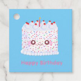 Étiquettes Cadeau Glacet blanc saupoudré gâteau d'anniversaire