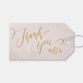 Étiquettes-cadeau Glam blush parties scintillant rose or calligraphi