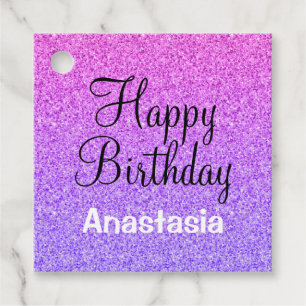Étiquettes Cadeau Glam Joyeux Anniversaire Ombre Violet Parties scin