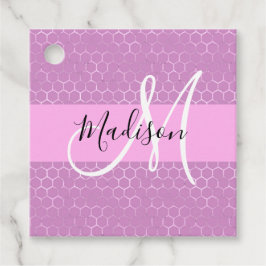 Étiquettes Cadeau Glam Lilac Metallic rose Honeycomb Nom