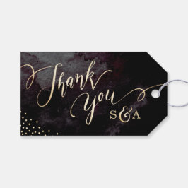 Étiquettes-cadeau Glam moderne noir faux or calligraphie merci
