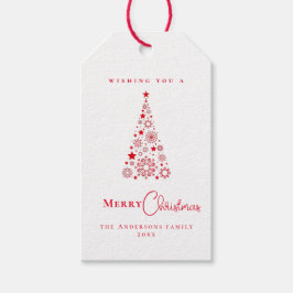 Étiquettes-cadeau Glam moderne Trendy Red Christmas tree