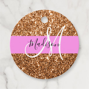 Étiquettes Cadeau Glam Pink & Copper Parties scintillant étincelles