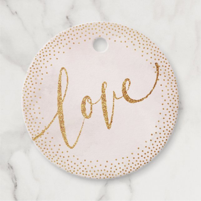 Étiquettes Cadeau Glam rose or blush calligraphie amour monogramme (Devant)