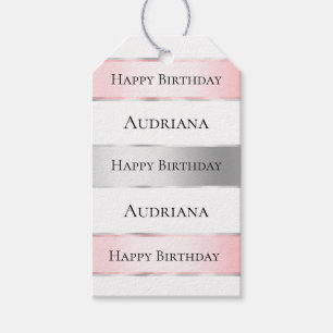 Étiquettes-cadeau Glam Silver Blush Pink Ribbon Anniversaire