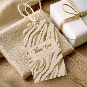 Étiquettes-cadeau Glam Zebra Stripes Safari Merci Gold ID1151