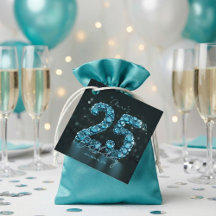 Glamorous Teal Blue Gemstone Sparkle 25th Birthday