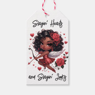 Étiquettes-cadeau Glamour Africain-Américain Cupidon