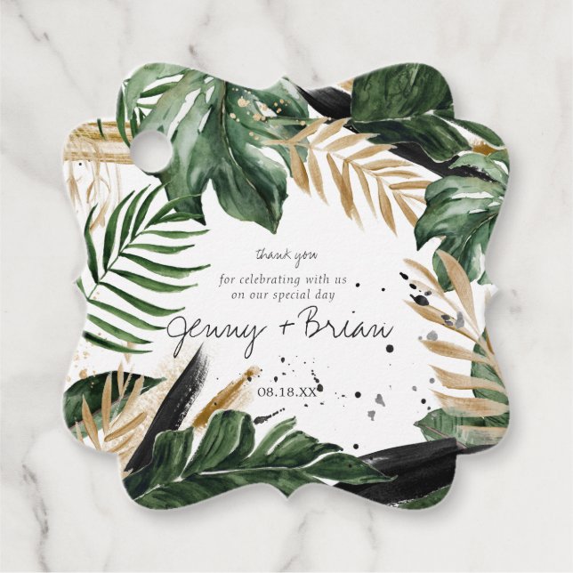 Étiquettes Cadeau Glamour été verdure Mariage Merci (Devant)