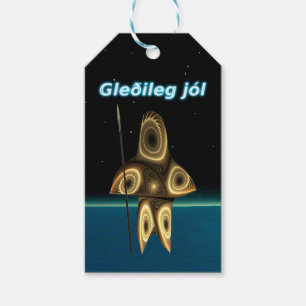 Étiquettes-cadeau Gleðileg jól - Chasseur inuit fragile