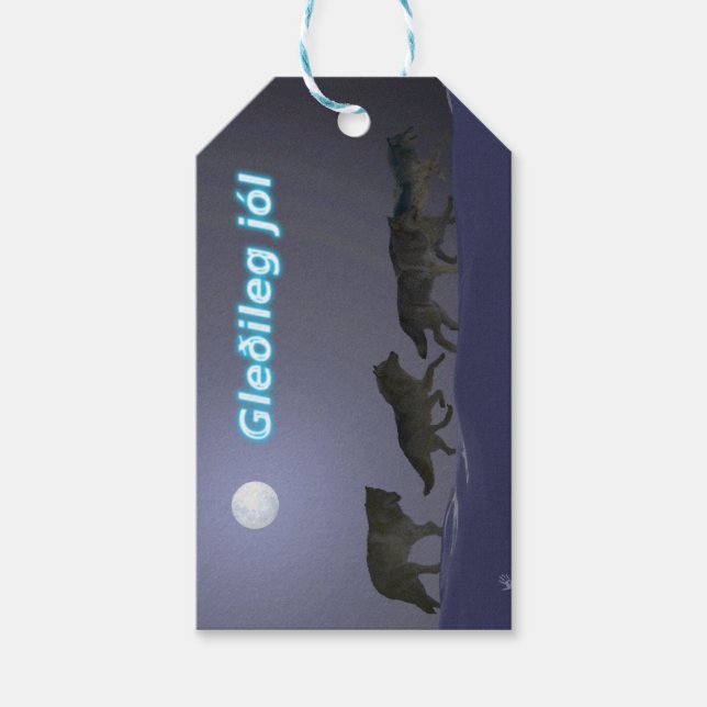 Étiquettes-cadeau Gleðileg jól - Pack Wolf (Devant)
