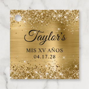 Étiquettes Cadeau Glitt Gold Foil Mis XV Anos Anniversaire