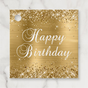 Étiquettes Cadeau Glittery Gold Foil Joyeux anniversaire