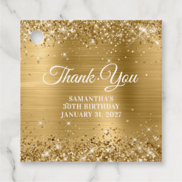 Étiquettes Cadeau Glittery Gold Monogramme 30e anniversaire Merci