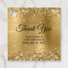 Étiquettes Cadeau Glittery Gold Monogramme 75e anniversaire Merci