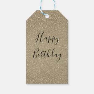 Étiquettes-cadeau Glittery Gold Noir doré Joyeux Anniversaire