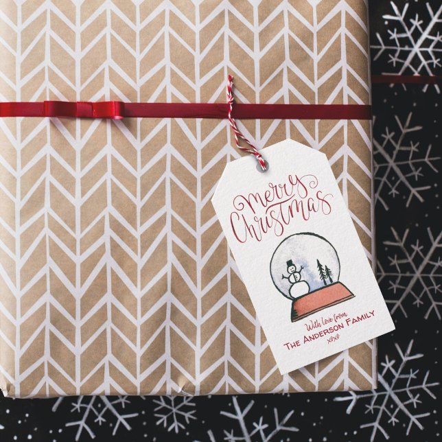Étiquettes-cadeau Globe des neiges de Noël {RED} (Créateur téléchargé)