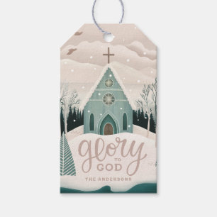 Étiquettes-cadeau Gloire à Dieu Fête religieuse de Noël Église