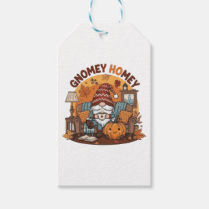 Étiquettes-cadeau Gnome à la maison citrouille saisonnier design