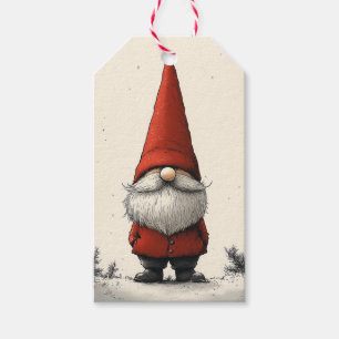 Étiquettes-cadeau Gnome d'hiver joyeux en Casquette rouge
