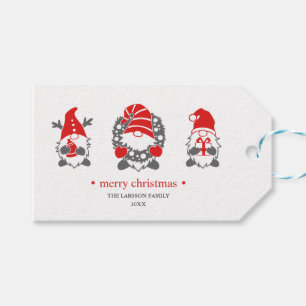 Étiquettes-cadeau Gnomes amusants Vacances de Noël Blanc