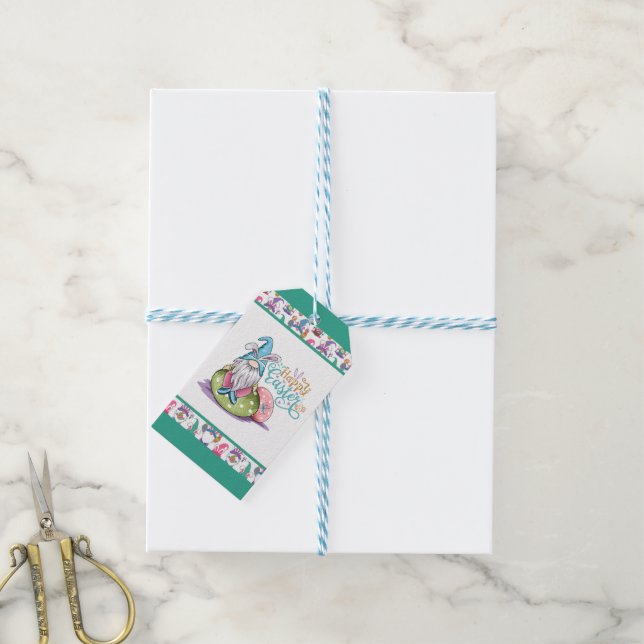 Étiquettes-cadeau Gnomes lapins de Pâques (Avec de laficelle)