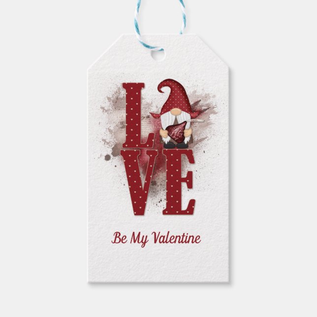 Étiquettes-cadeau Gnomes Red Love Cute Valentine's day (Devant)