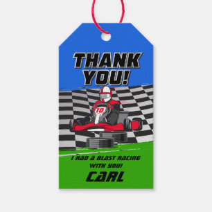 Étiquettes-cadeau Go Kart Racing Car Anniversaire