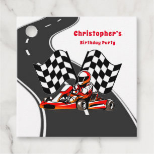 Étiquettes Cadeau Go Kart Racing Garçon fête d'anniversaire
