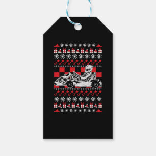Étiquettes-cadeau Go Kart Racing Noël