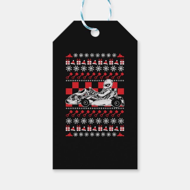 Étiquettes-cadeau Go Kart Racing Noël (Devant)