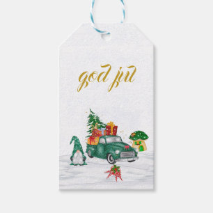 Étiquettes-cadeau God Jul Swedish Gnomes Tags cadeaux