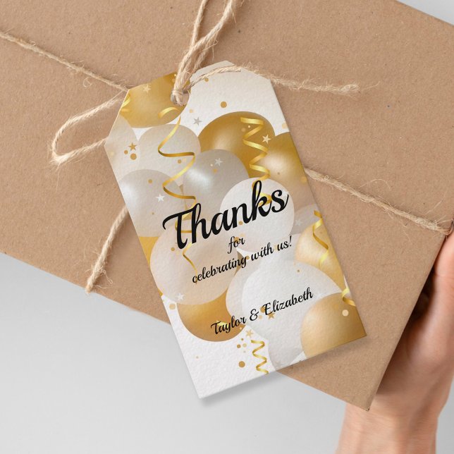 Étiquettes-cadeau Gold Balloons Party Favoriser (Créateur téléchargé)