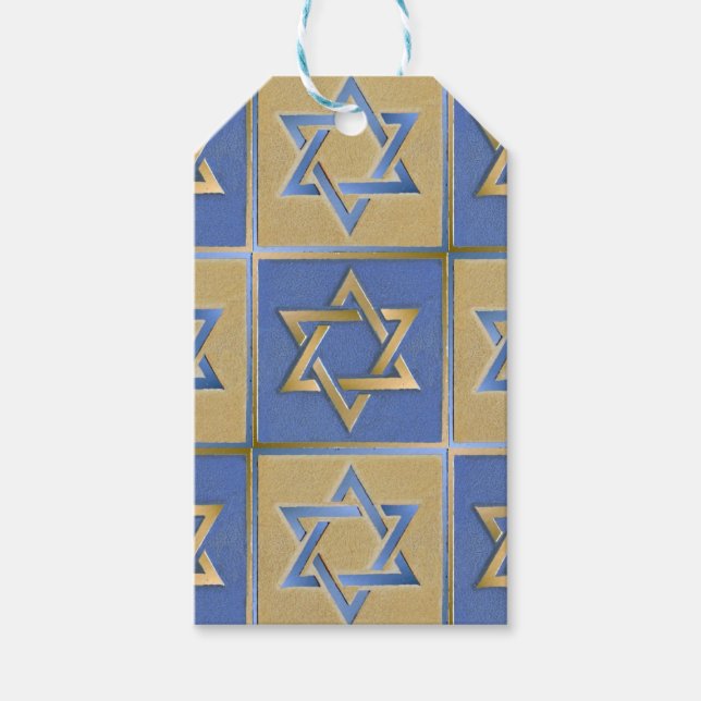 Étiquettes-cadeau Gold Blue Star de David Art Panels (Devant)