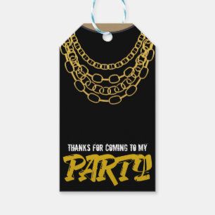 Étiquettes-cadeau Gold Chains Black Hip hop Danse fête d'anniversair
