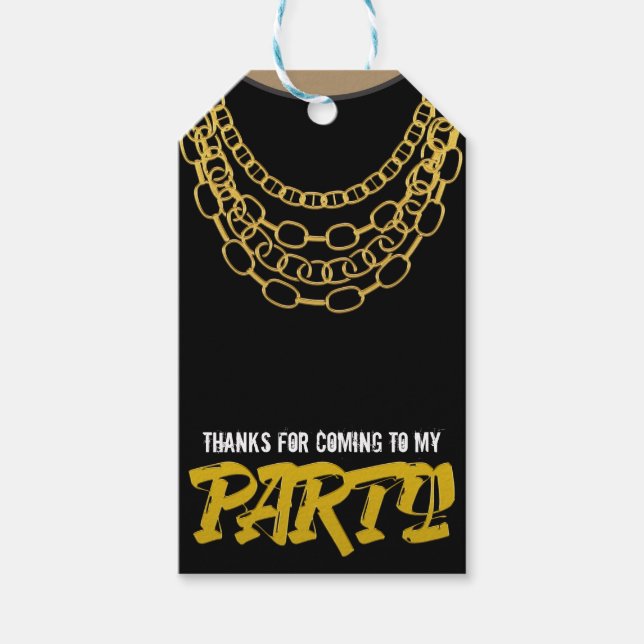 Étiquettes-cadeau Gold Chains Black Hip hop Danse fête d'anniversair (Devant)