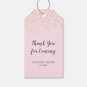 Étiquettes-cadeau Gold Confetti Baby shower rose Merci Favoriser
