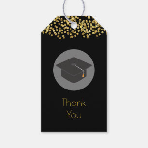 Étiquettes-cadeau Gold Confetti & Graduation CapMerci