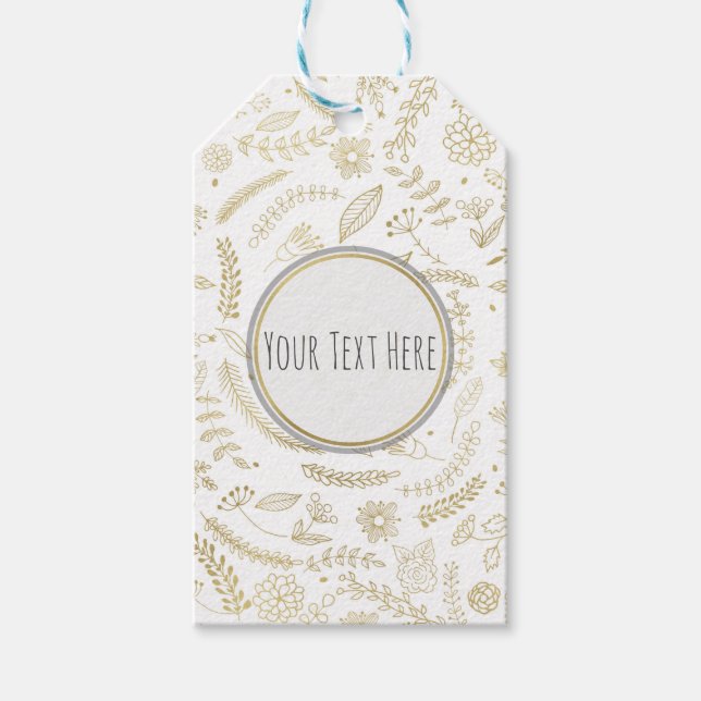 Étiquettes-cadeau Gold Floral Feuille Rustic Wedding Favor (Devant)