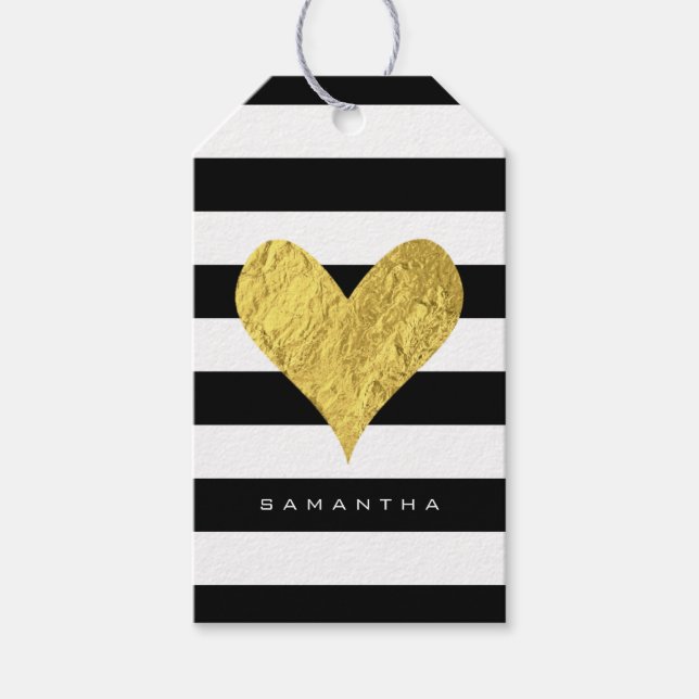 Étiquettes-cadeau Gold Foil Heart (Devant)