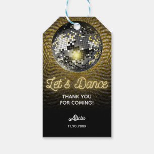 Étiquettes-cadeau Gold Halftone Disco Ball Dansons Anniversaire