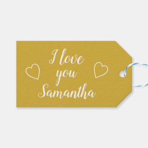 Étiquettes-cadeau Gold I Love You Nom personnalisé
