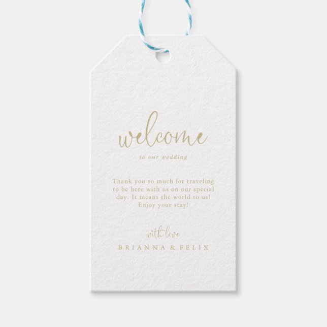 Étiquettes-cadeau Gold Love Mariage de script fantaisie (Devant)