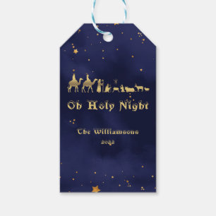 Étiquettes-cadeau Gold Oh Holy Night Starry Ciels Noël